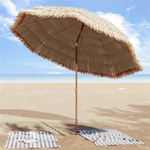 Grote foto vidaxl strandparasol bruin 265 x 267 cm staal tuin en terras overige tuin en terras