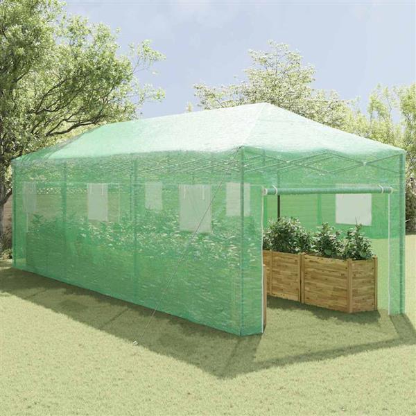 Grote foto vidaxl kas met pop up frame met dak groen 290 x 870 x 315 cm ijzer tuin en terras overige tuin en terras