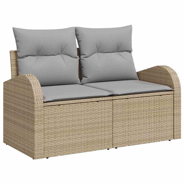 Grote foto vidaxl tuinbank beige 124 x 62 x 69cm poly rattan tuin en terras tuinmeubelen