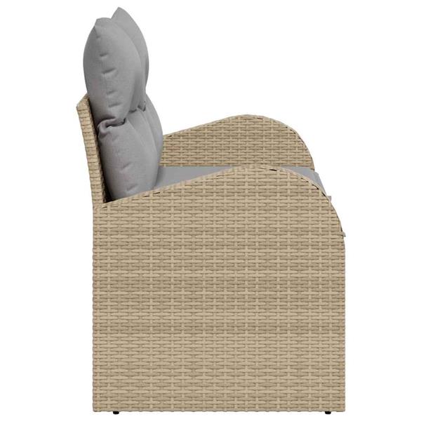 Grote foto vidaxl tuinbank beige 124 x 62 x 69cm poly rattan tuin en terras tuinmeubelen