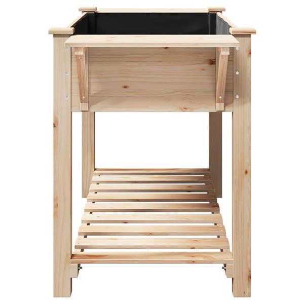 Grote foto vidaxl tuin bloempot beige 155 x 59 x 76.5 cm massief vurenhout tuin en terras overige tuin en terras