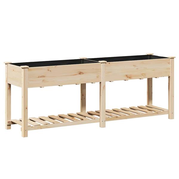 Grote foto vidaxl tuin bloempot beige 203 x 53 x 76.5 cm massief vurenhout tuin en terras overige tuin en terras