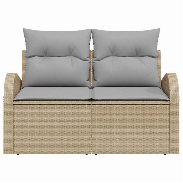 Grote foto vidaxl tuinbank beige 124 x 62 x 69cm poly rattan tuin en terras tuinmeubelen
