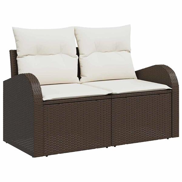 Grote foto vidaxl tuinbank bruin 124 x 62 x 69cm poly rattan tuin en terras tuinmeubelen