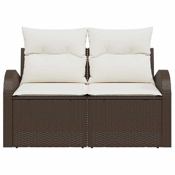 Grote foto vidaxl tuinbank bruin 124 x 62 x 69cm poly rattan tuin en terras tuinmeubelen