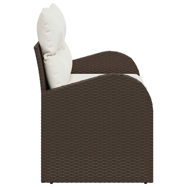 Grote foto vidaxl tuinbank bruin 124 x 62 x 69cm poly rattan tuin en terras tuinmeubelen