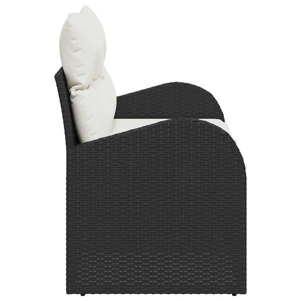 Grote foto vidaxl tuinbank zwart 124 x 62 x 69cm poly rattan tuin en terras tuinmeubelen