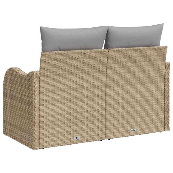Grote foto vidaxl tuinbank beige 121 x 62 x 69cm poly rattan tuin en terras tuinmeubelen