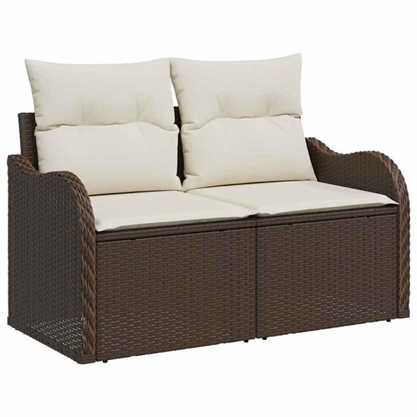Grote foto vidaxl tuinbank bruin 121 x 62 x 69cm poly rattan tuin en terras tuinmeubelen