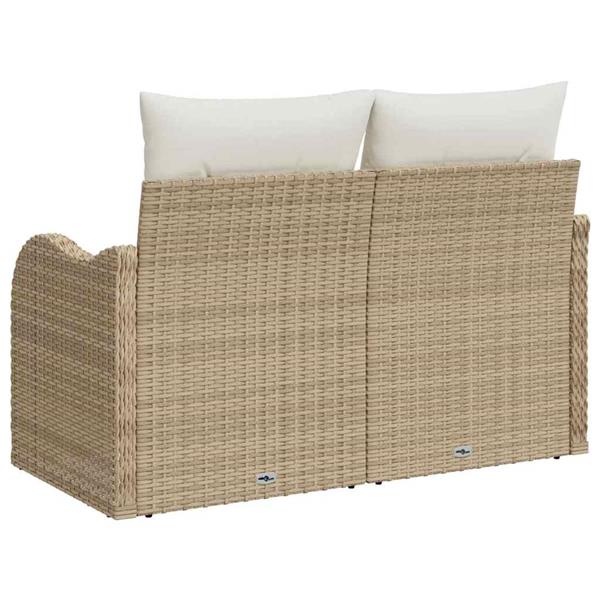 Grote foto vidaxl tuinbank beige 121 x 62 x 69cm poly rattan tuin en terras tuinmeubelen