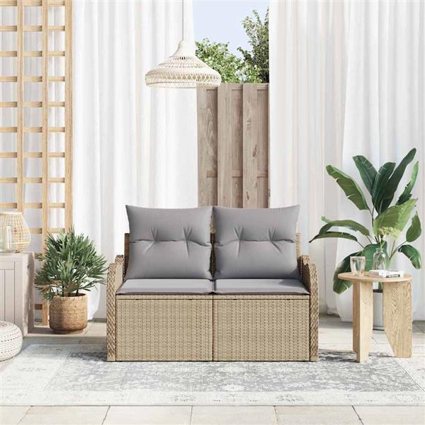 Grote foto vidaxl tuinbank beige 121 x 62 x 69cm poly rattan tuin en terras tuinmeubelen