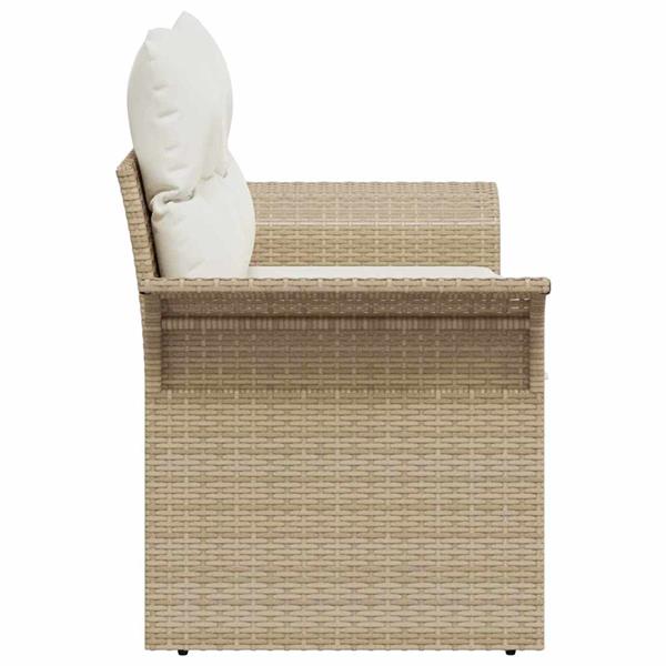 Grote foto vidaxl tuinbank met kussen beige 141 x 62 x 69cm poly rattan tuin en terras tuinmeubelen