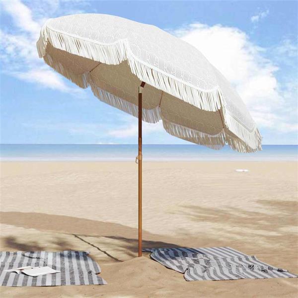 Grote foto vidaxl strandparasol grijs en wit 205 x 205 x 210 cm tuin en terras overige tuin en terras