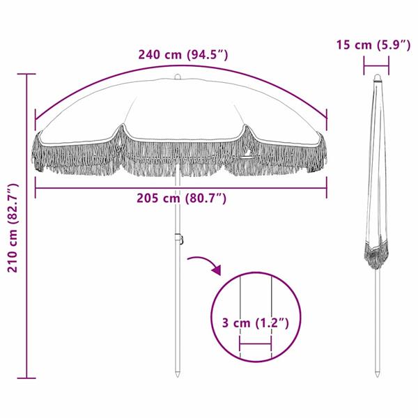 Grote foto vidaxl strandparasol grijs en wit 205 x 205 x 210 cm tuin en terras overige tuin en terras