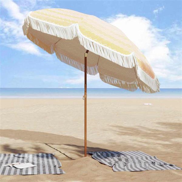 Grote foto vidaxl parasol geel en wit 205 x 209 cm staal tuin en terras overige tuin en terras