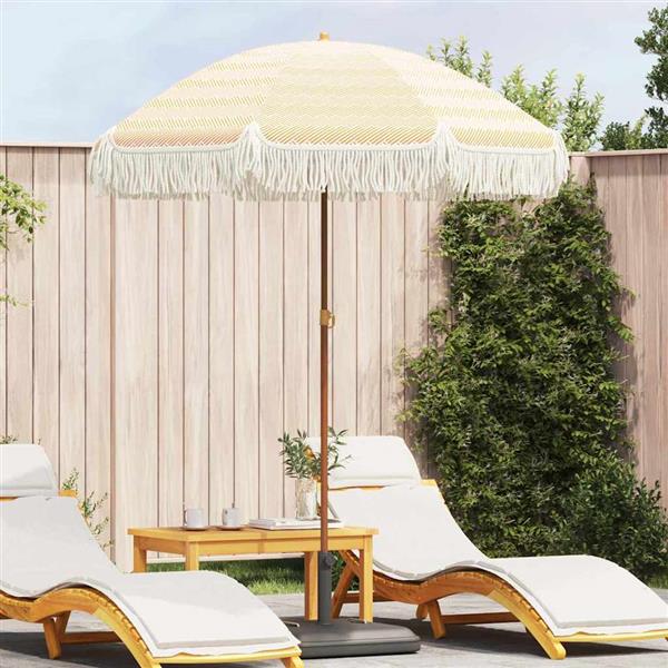 Grote foto vidaxl parasol geel en wit 160 x 195 cm staal tuin en terras overige tuin en terras