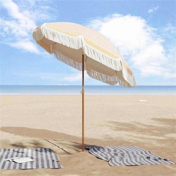 Grote foto vidaxl parasol geel en wit 160 x 195 cm staal tuin en terras overige tuin en terras