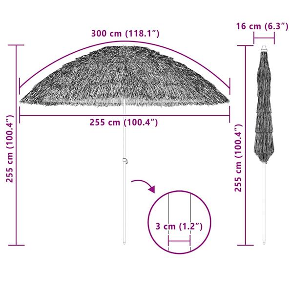 Grote foto vidaxl strandparasol bruin 265 x 267 cm staal tuin en terras overige tuin en terras