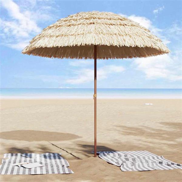 Grote foto vidaxl strandparasol bruin 206 x 209.5 cm staal tuin en terras overige tuin en terras