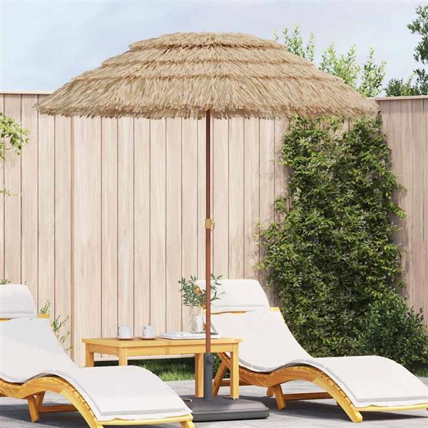 Grote foto vidaxl strandparasol bruin 160 x 196 cm staal tuin en terras overige tuin en terras
