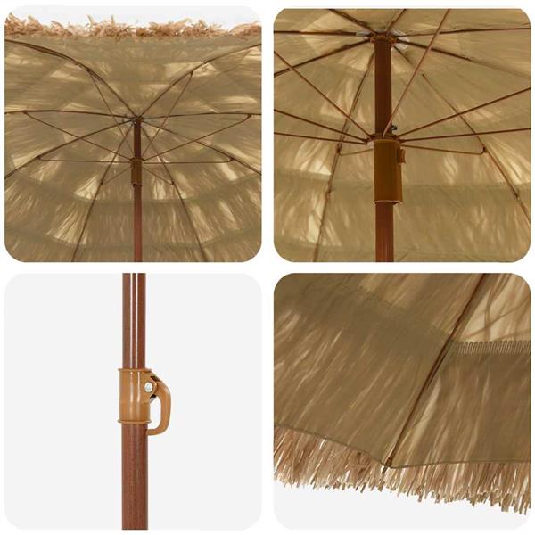 Grote foto vidaxl strandparasol bruin 160 x 196 cm staal tuin en terras overige tuin en terras