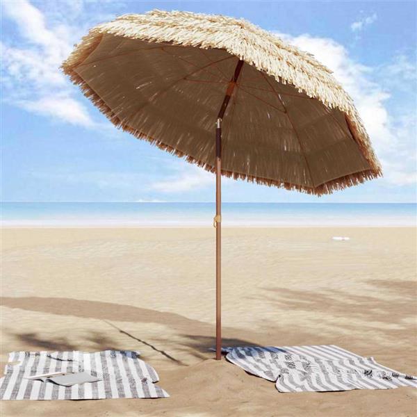 Grote foto vidaxl strandparasol bruin 206 x 209.5 cm staal tuin en terras overige tuin en terras