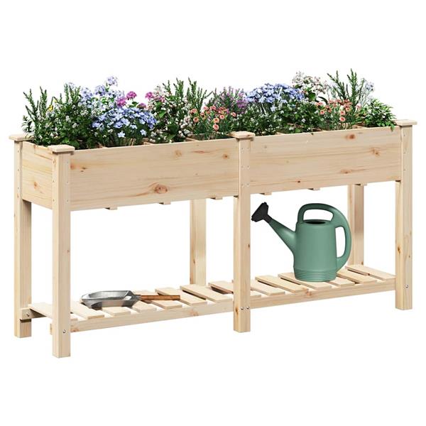 Grote foto vidaxl tuin bloempot beige 161.5 x 45 x 76.5 cm massief vurenhout tuin en terras overige tuin en terras