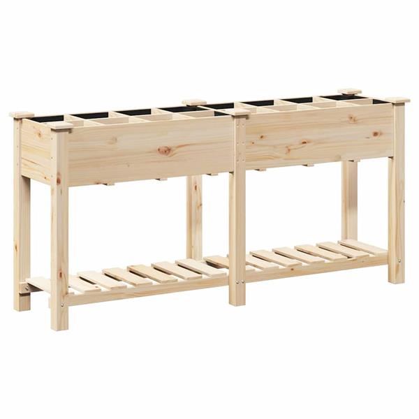 Grote foto vidaxl tuin bloempot beige 161.5 x 45 x 76.5 cm massief vurenhout tuin en terras overige tuin en terras