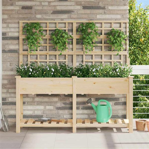 Grote foto vidaxl tuin bloempot beige 161 x 46 x 152.5 cm massief vurenhout tuin en terras overige tuin en terras