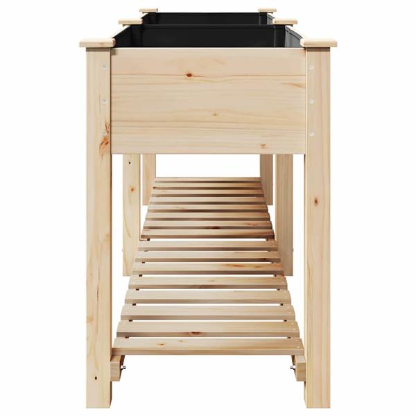 Grote foto vidaxl tuin bloempot beige 203 x 53 x 76.5 cm massief vurenhout tuin en terras overige tuin en terras