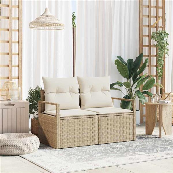 Grote foto vidaxl tuinbank beige 120 x 62 x 69cm poly rattan tuin en terras tuinmeubelen