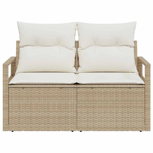 Grote foto vidaxl tuinbank beige 120 x 62 x 69cm poly rattan tuin en terras tuinmeubelen