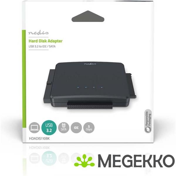 Grote foto nedis hardeschijfadapter usb 3.2 gen1 2.5 3.5 ide sata netvoeding computers en software harde schijven