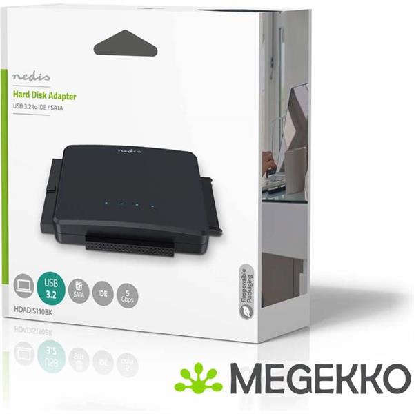 Grote foto nedis hardeschijfadapter usb 3.2 gen1 2.5 3.5 ide sata netvoeding computers en software harde schijven