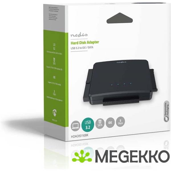 Grote foto nedis hardeschijfadapter usb 3.2 gen1 2.5 3.5 ide sata netvoeding computers en software harde schijven