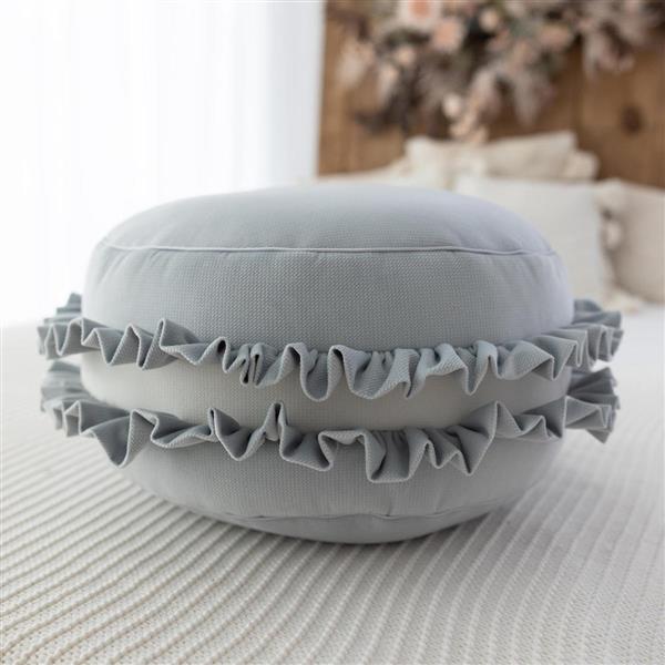 Grote foto velvet poef kussen macaron grijs zacht zitkussen in de vorm van een koekje grijs 50x30cm kinderen en baby complete kinderkamers