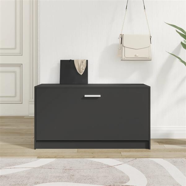 Grote foto vidaxl schoenenbank zwart 80x24x45 cm bewerkt hout huis en inrichting overige