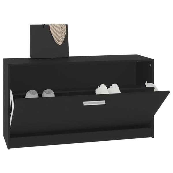 Grote foto vidaxl schoenenbank zwart 80x24x45 cm bewerkt hout huis en inrichting overige