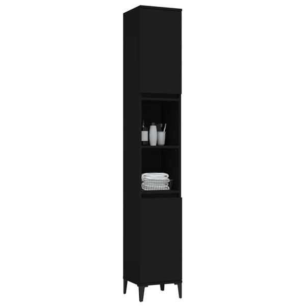 Grote foto vidaxl badkamerkast 30x30x190 cm bewerkt hout zwart huis en inrichting eettafels