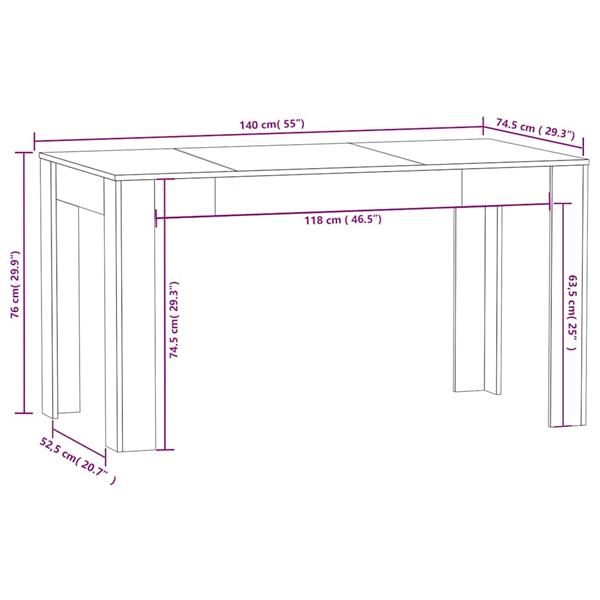 Grote foto vidaxl eettafel 140x74 5x76 cm spaanplaat sonoma eikenkleurig huis en inrichting eettafels