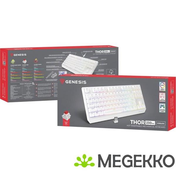 Grote foto genesis nkg 2165 thor 230 tkl toetsenbord draadloos wit computers en software toetsenborden