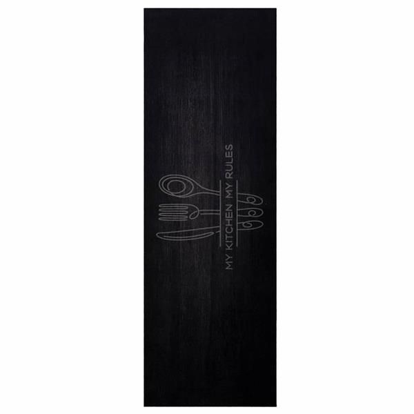 Grote foto vidaxl keuken vloerkleed bestek zwart 180 x 60 cm fluweel tuin en terras overige tuin en terras