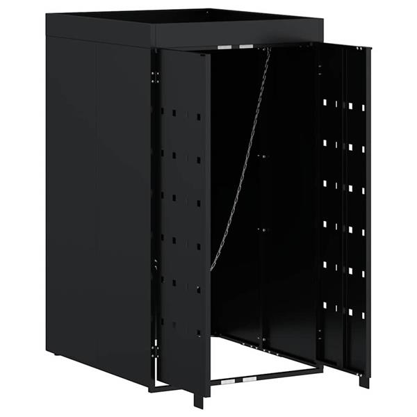 Grote foto vidaxl zwenkwagen opslag met plantenbakdak voor enkel 240l bak zwart tuin en terras overige tuin en terras