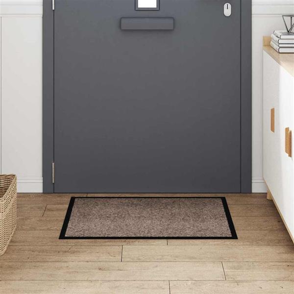 Grote foto vidaxl deurmat beige 60 x 40 x 1.2 cm teddy stof tuin en terras overige tuin en terras