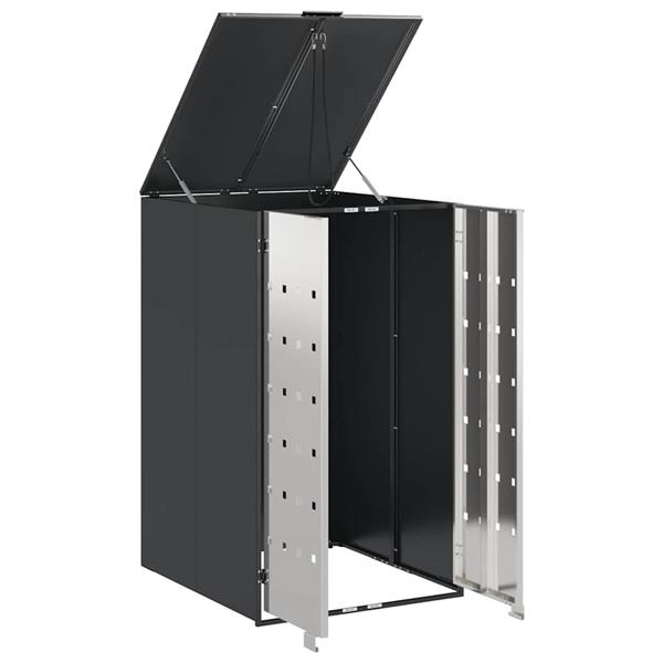 Grote foto vidaxl afvalcontaineropslag met gasliftdeksel voor 240l container tuin en terras overige tuin en terras