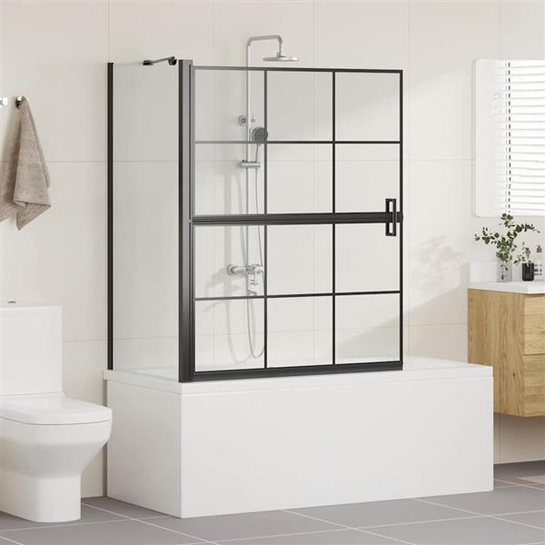 Grote foto vidaxl bad douchescreen zwart en transparant 116 x 68 x 128 cm doe het zelf en verbouw sanitair