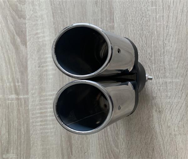 Grote foto universele chromen dubbele uitlaat auto onderdelen tuning en styling