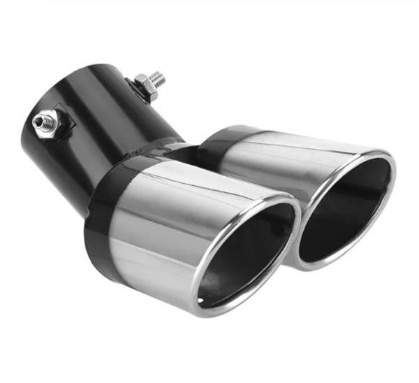 Grote foto universele chromen dubbele uitlaat auto onderdelen tuning en styling