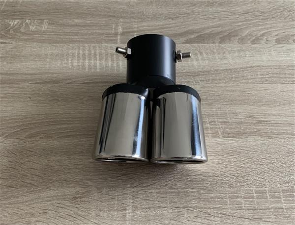 Grote foto universele chromen dubbele uitlaat auto onderdelen tuning en styling