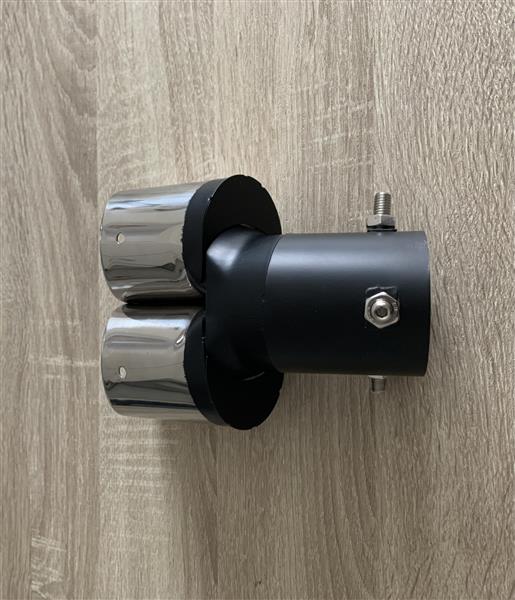 Grote foto universele chromen dubbele uitlaat auto onderdelen tuning en styling